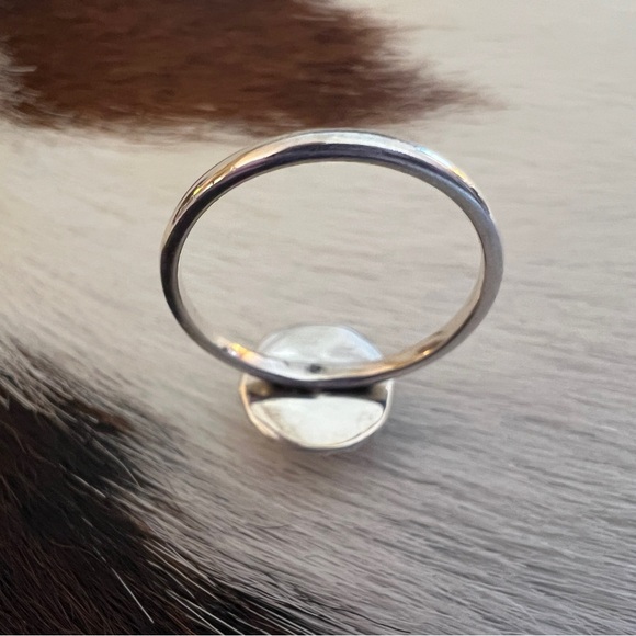 ❤️ Australian Opal Dark Denim Blue Sunburst Ring Navajo Sterling Silver Size 6.5 - Picture 10 of 15